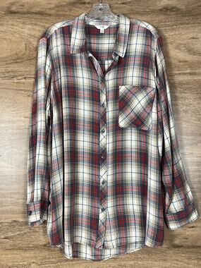 Terra & Sky Women's 2X Plaid Button Down Shirt Long Sleeve Relaxed Fit Soft